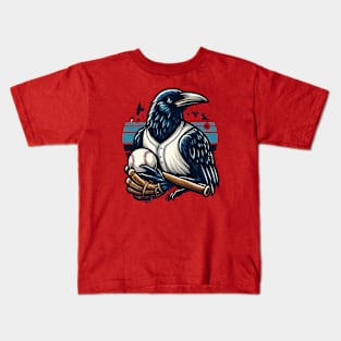 crows play baseball Kids T-Shirt